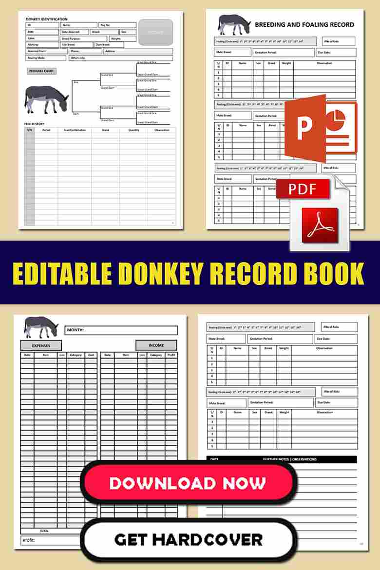 Printable Donkey Record Keeping Book